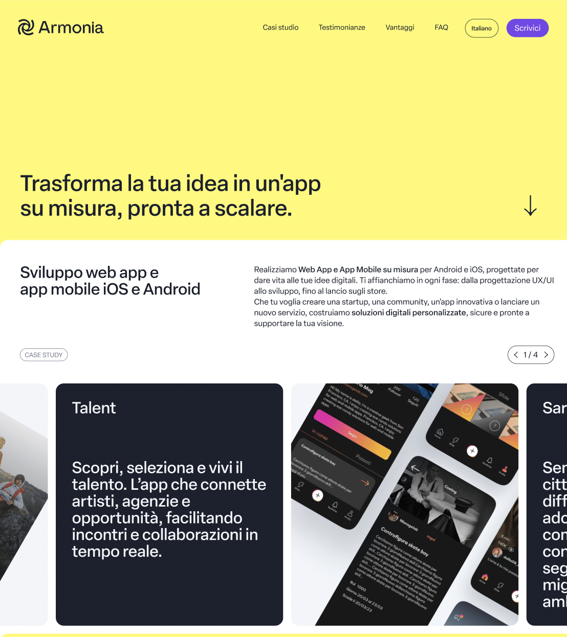 caso studio landing page armonia pt1