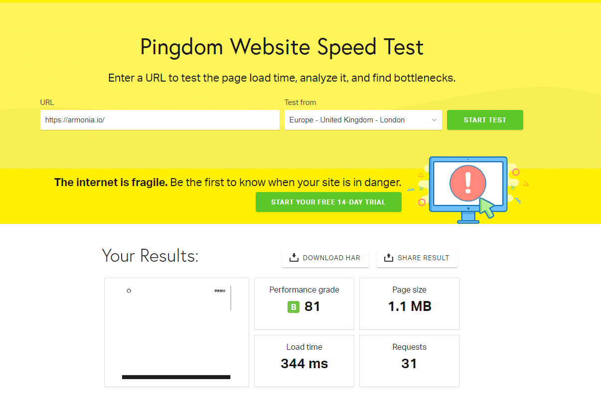 test prestazioni pagine ottimizzazione sito web